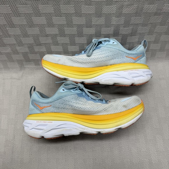 HOKA Shoes Womens Size 9.5 Bondi 8 Light Blue Yellow Running Max Cushion 1127952 - Picture 7 of 8